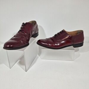 Bally Men Leather Wingtip Oxford Dress Shoes Burgundy Made in Italy Size 11